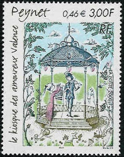 timbre N° 3359, « Le kiosque des amoureux » de Raymond Peynet (1908-1999)  dessinateur humoristique français