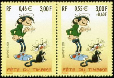 timbre N° 3371A, Fête du timbre, Gaston Lagaffe personnage de bande dessinée créée André Franquin en 1957.