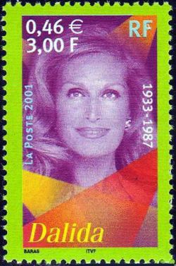 timbre N° 3394, Artistes de la chanson, Dalida 1933-1987