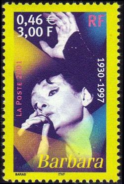 timbre N° 3396, Artistes de la chanson, Barbara 1930-1997
