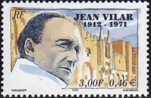 timbre N° 3398, Jean Vilar (1912-1971) metteur en scène,comédien de théâtre et de cinéma