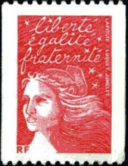 timbre N° 3418, Marianne de Luquet sans valeur faciale rouge pour roulette