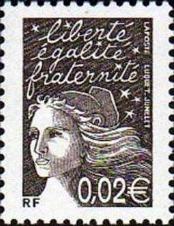 timbre N° 3444, Marianne de Luquet 0,02 € brun
