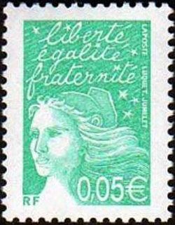 timbre N° 3445, Marianne de Luquet 0,05 € émeraude