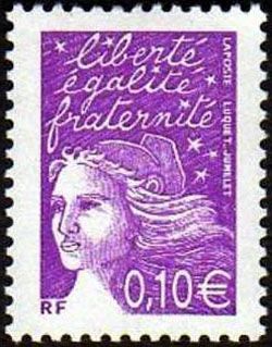 timbre N° 3446, Marianne de Luquet 0,10€ violet-rouge