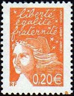 timbre N° 3447, Marianne de Luquet 0,20 € orange