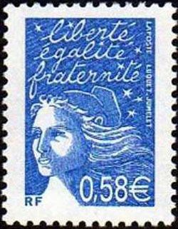 timbre N° 3451, Marianne de Luquet 0,58 € bleu