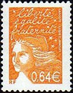 timbre N° 3452, Marianne de Luquet 0,64 € orange foncé