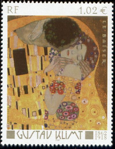 timbre N° 3461, « Le baiser » de Gustav Klimt (1862-1918)