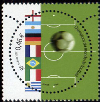 timbre N° 3483, Emission commune France, Allemagne, Argentine, Brésil, Italie et Uruguay,Championnat du Monde de Football