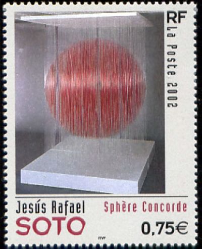 timbre N° 3535, « Sphère Concorde » oeuvre de Jesus Rafael Soto artiste plasticien, né à Ciudad Bolivar, Venezuela