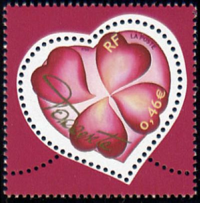 timbre N° 3538, Saint Valentin, Le coeur de Torrente avec trèfle à 4 feuilles