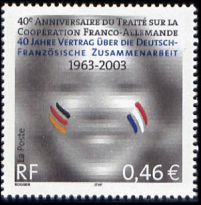 timbre N° 3542, 40ème anniversaire du traité de coopération franco-allemand