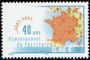 timbre N° 3543, 40 ans d'aménagement du territoire