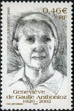  Hommage à Geneviève de Gaulle (1920-2002)  nièce de Charles de Gaulle, résistante française, déportée en 1944 