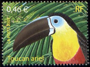 timbre N° 3549, Oiseaux d´Outremer, le Toucan ariel