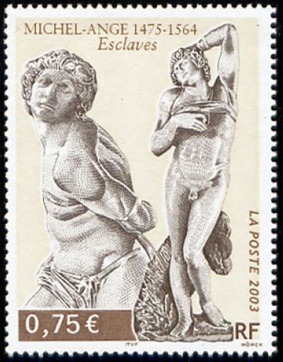 timbre N° 3558, « Esclaves » Oeuvre de Michel-Ange (1475-1564)