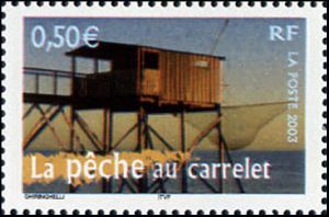 timbre N° 3560, La France à vivre, La pêche au carrelet