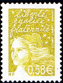 timbre N° 3570, Marianne du 14 Juillet 0,58 € jaune