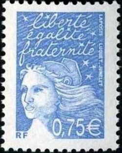 timbre N° 3572, Marianne du 14 Juillet 0,75 € bleu clair