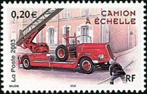 timbre N° 3611, Collection jeunesse : véhicules utilitaires, Voiture de pompiers - Grande échelle