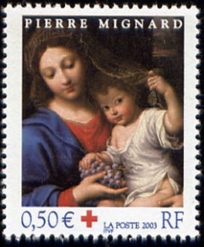 timbre N° 3620, Croix Rouge, Pierre Mignard « La Vierge à la grappe »