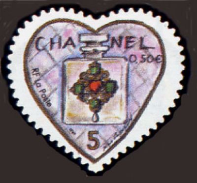 timbre N° 3632B, Coeur 2004 du couturier Karl Lagerfeld, Parfum Chanel N° 5