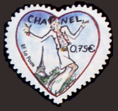 timbre N° 3633B, Saint Valentin, coeur 2004 du couturier Karl Lagerfeld, Tailleur Chanel
