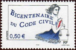 timbre N° 3644, Bicentenaire du Code Civil, Promulgué le 21 mars 1804, par Napoléon Bonaparte,