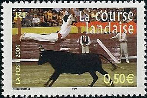 timbre N° 3653, La France à vivre  La course landaise