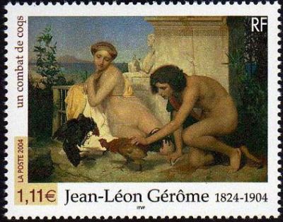 timbre N° 3660, Tableau « Un combat de coqs » de Jean-Léon Gérôme (1824-1904) peintre et sculpteur français