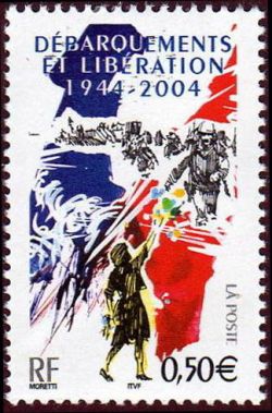 timbre N° 3675, 60ème anniverssaire du débarquement des troupes alliées