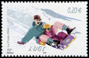 timbre N° 3695, Collection jeunesse : Les sports de glisse la Luge