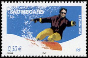 timbre N° 3699, Collection jeunesse : Les sports de glisse le Snowboard