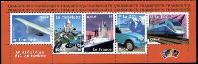 timbre N° B3471, La bande carnet le siècle au fil du timbre les Transports