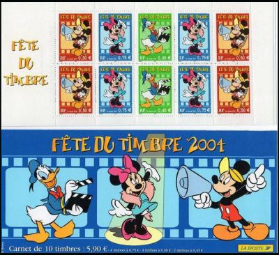 timbre N° BC3641a, La bande carnet : Fête du timbre, dessins annimés de Walt Disney