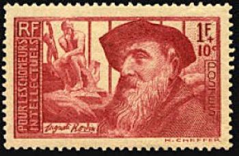 timbre N° 384, Auguste Rodin (1840-1917) - Pour les chômeurs intellectuels