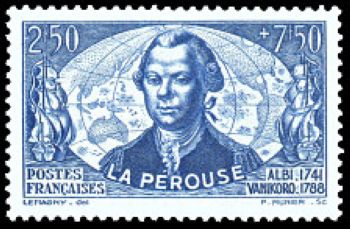 timbre N° 541, La Pérouse (1741-1788) officier de marine et un explorateur français.