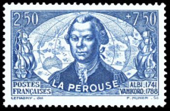 timbre N° 541, La Pérouse (1741-1788) officier de marine et un explorateur français.