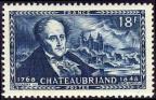 timbre N° 816, François René de Châteaubriand (1768-1848) homme d'État français