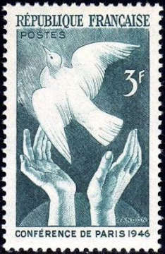 timbre N° 761, Conférence de la paix à  Paris - 3 F vert-foncé