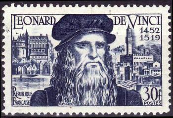 timbre N° 929, Léonard de Vinci (1452-1519)  ingénieur, inventeur, peintre, sculpteur etc€¦