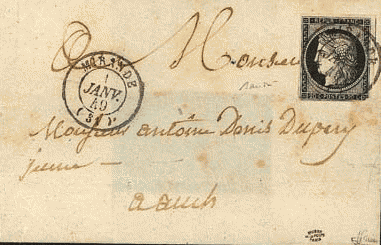Tarif postal du 1 er janvier 1849