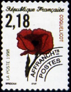  Fleurs sauvages préoblitéré <br>Coquelicot