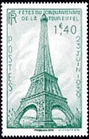  Cinquentenaire de la Tour Eiffel ( timbre N° 429 de 1939 ) 