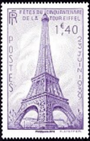 Cinquentenaire de la Tour Eiffel ( timbre N° 429 de 1939 )