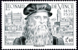 Léonard de Vinci 1452-1519 ( timbre N° 929 de 1952 )