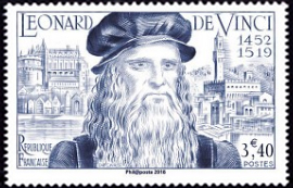 Léonard de Vinci 1452-1519 ( timbre N° 929 de 1952 )