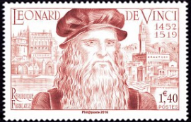  Léonard de Vinci 1452-1519 ( timbre N° 929 de 1952 ) 