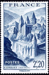 Conques ( timbre N° 805 de 1948 )